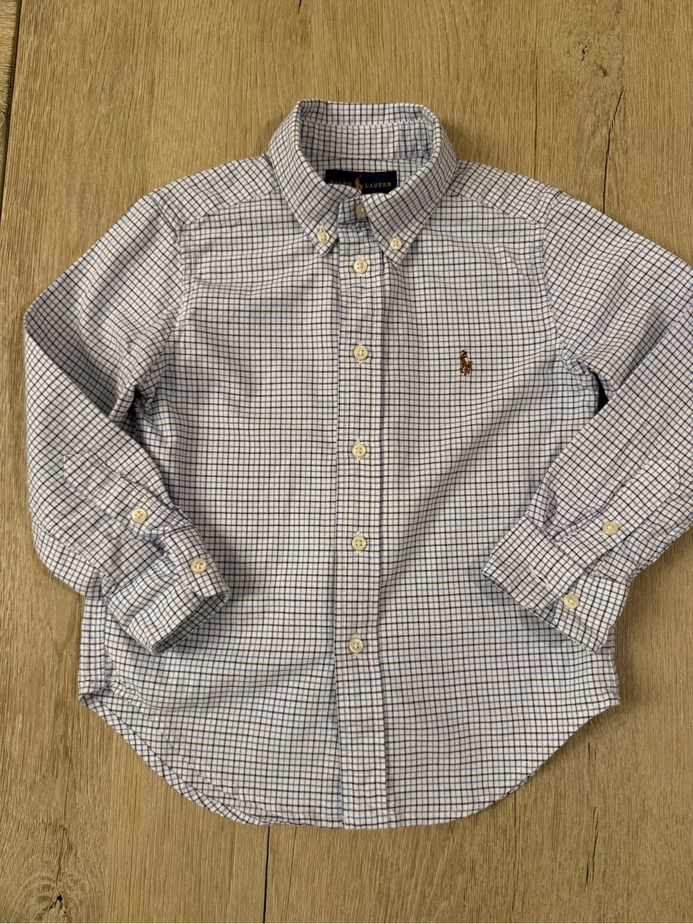 Ralph Lauren Boys' White & Navy Check Button-Down Shirt